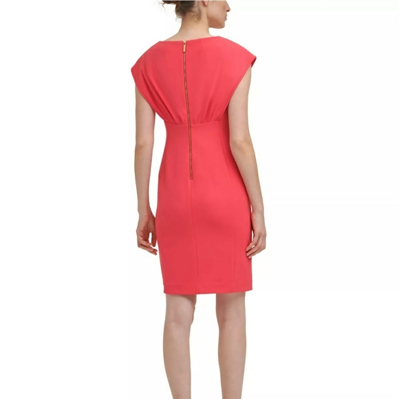 CALVIN KLEIN Capelet Empire-Waist Sheath Dress: size 16 - Picture 3 of 13